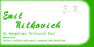 emil milkovich business card